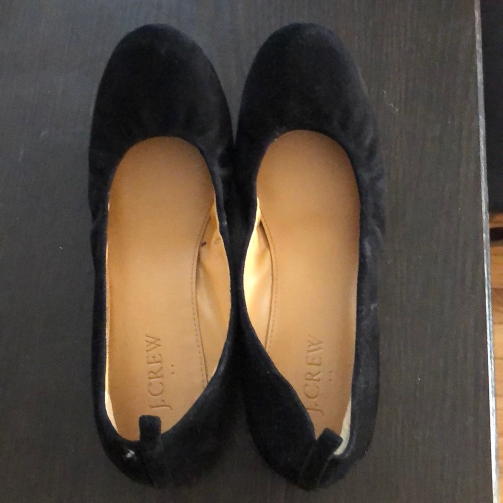 Black, suede J.Crew flats